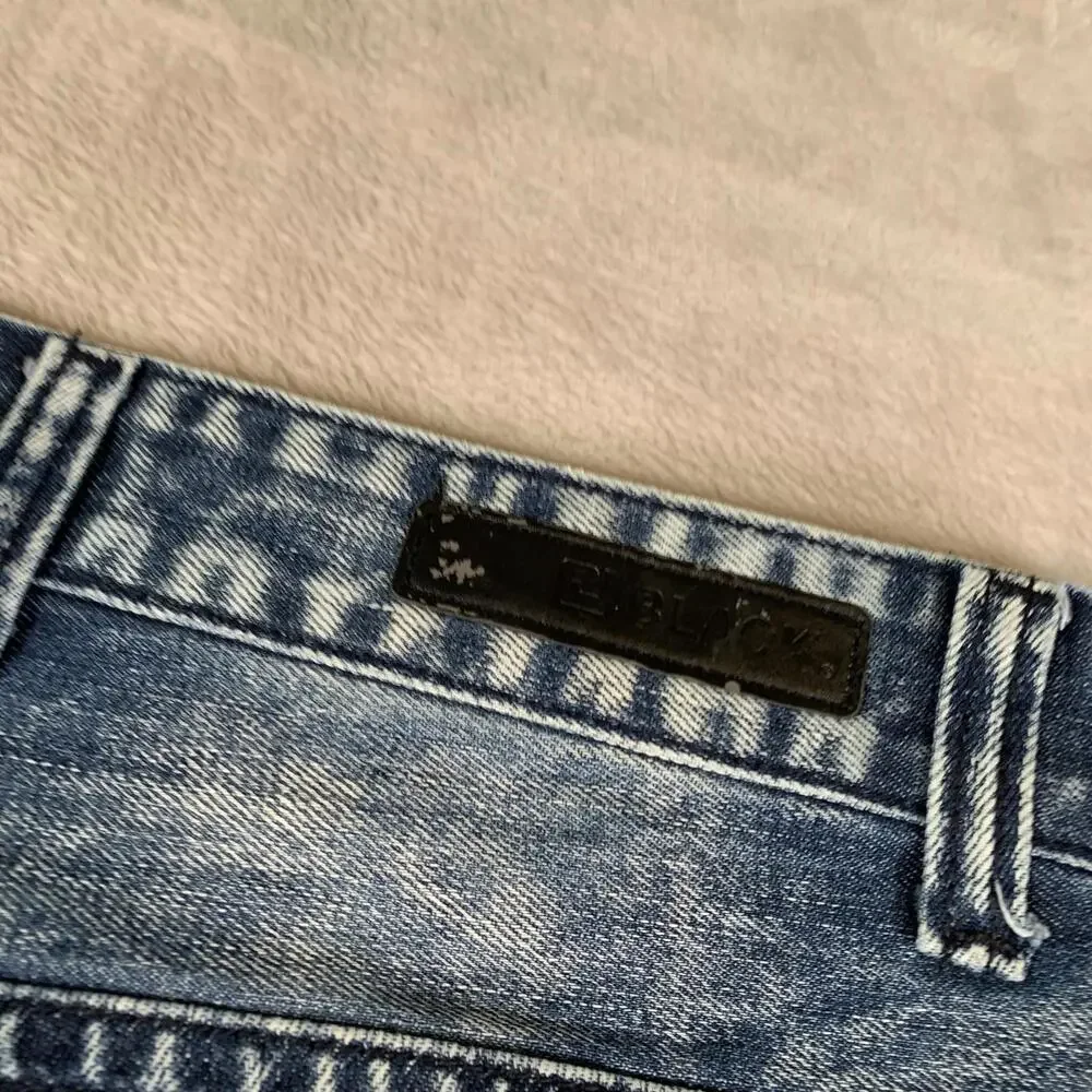 Black Jeans Mens 30x32 Blue Relaxed‎ Straight Leg Distressed Denim Vintage Style